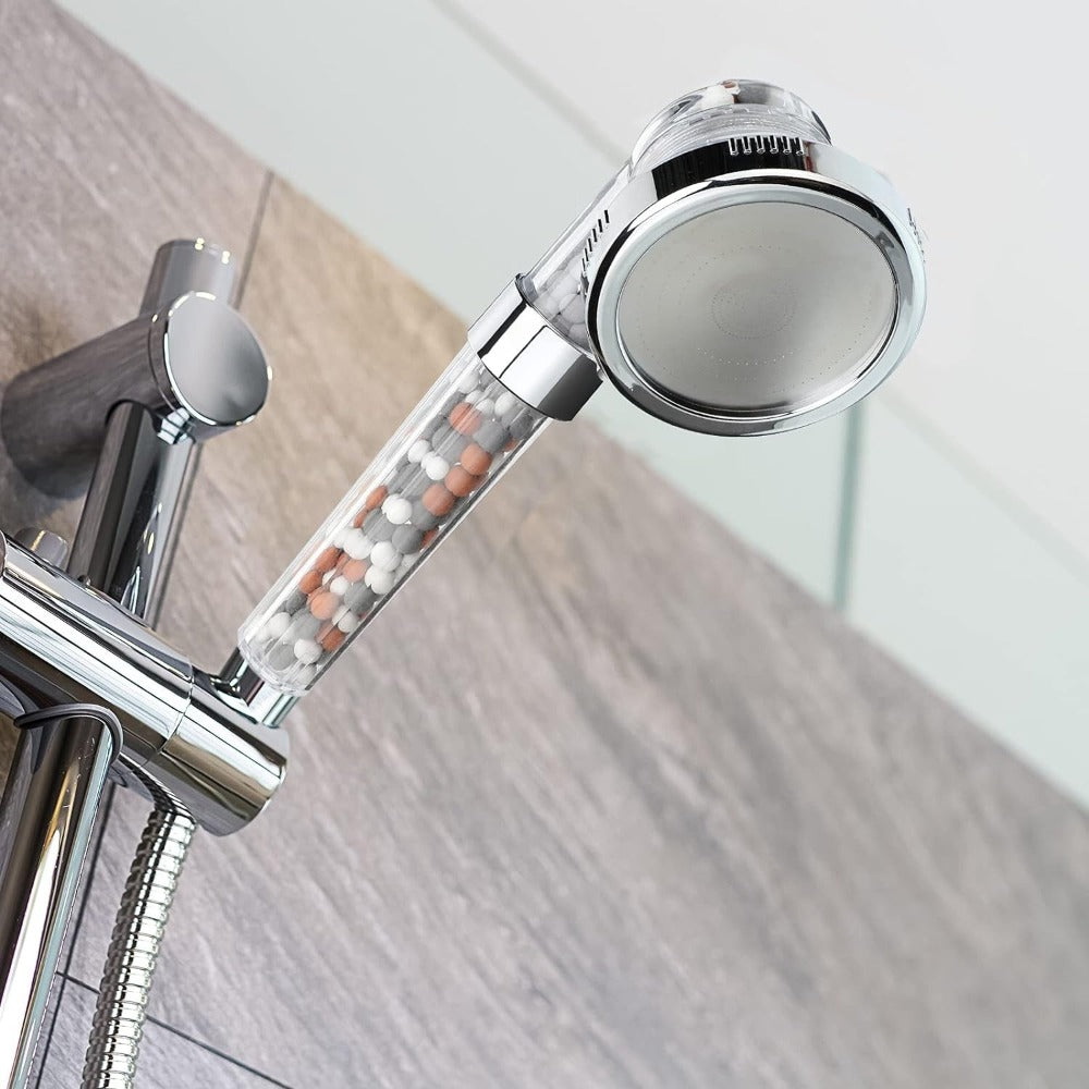 AquaGlow – Luxe Mineral Shower Head for Soft Water & Healthy Skin