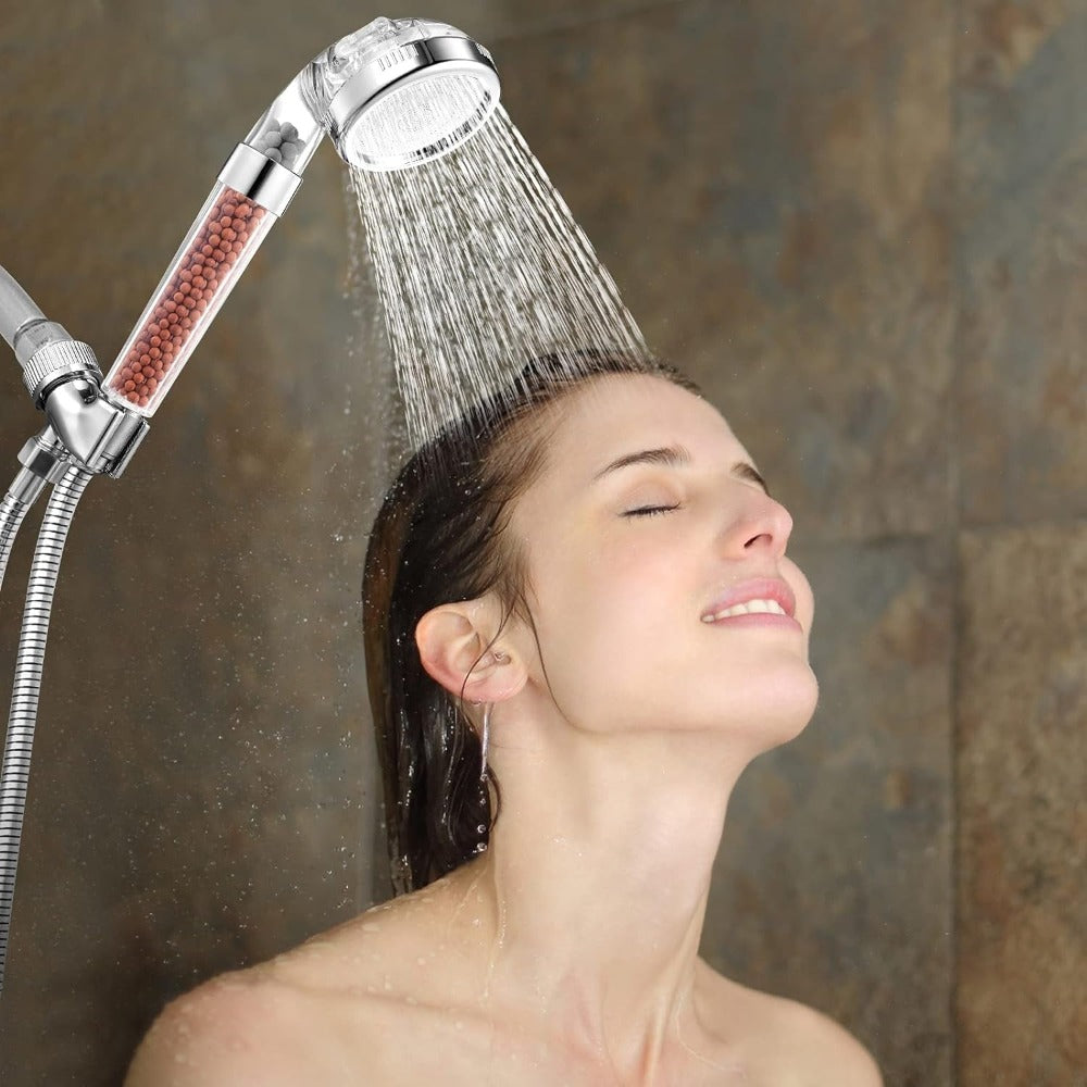 AquaGlow – Luxe Mineral Shower Head for Soft Water & Healthy Skin