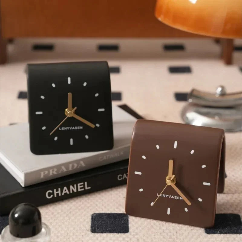 Ceramic Table Clock with Arch-Shaped Case for Desk and Sideboard