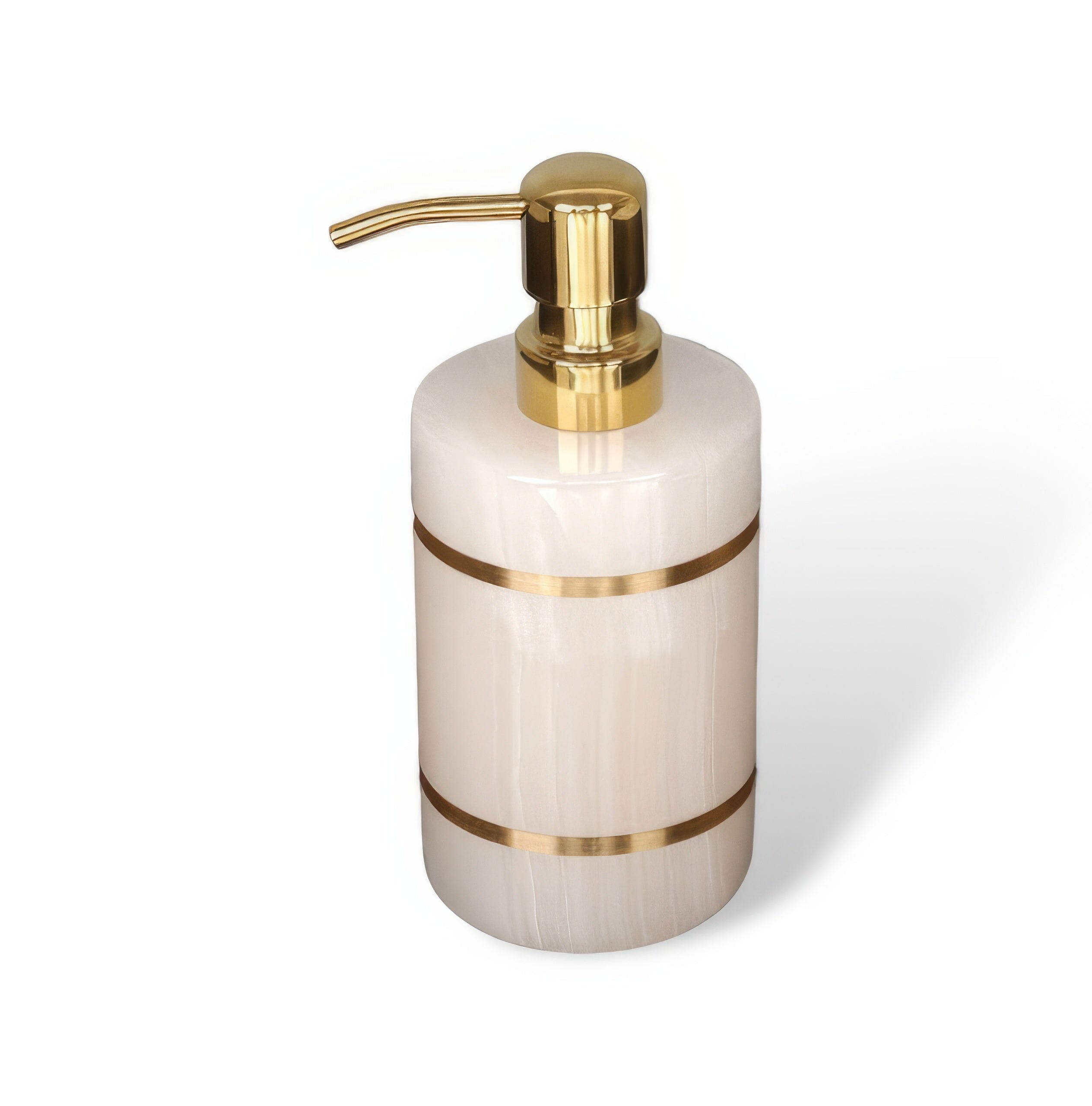 Ensemble de salle de bain aspect marbre en résine avec accents dorés, distributeur de savon, coupelle et gobelet