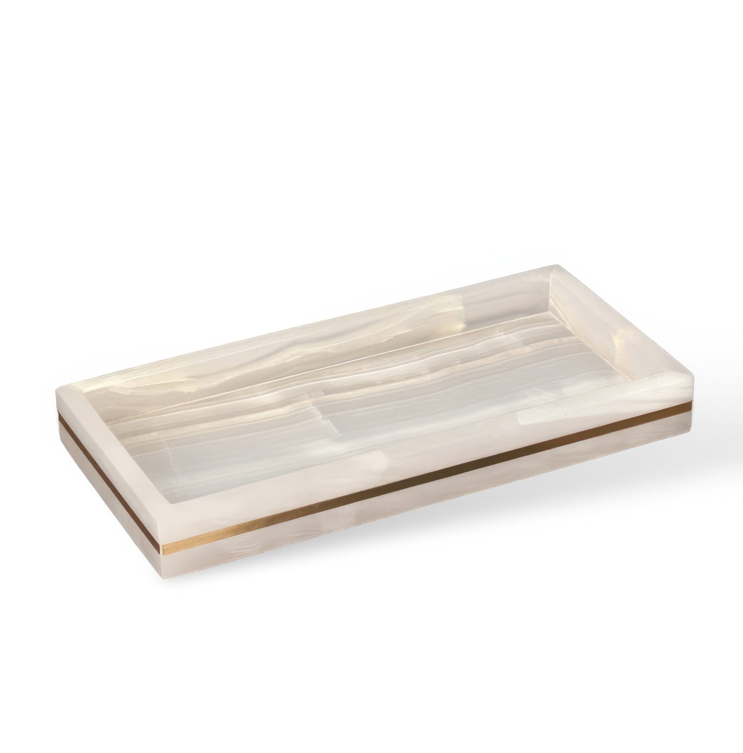 Ensemble de salle de bain aspect marbre en résine avec accents dorés, distributeur de savon, coupelle et gobelet
