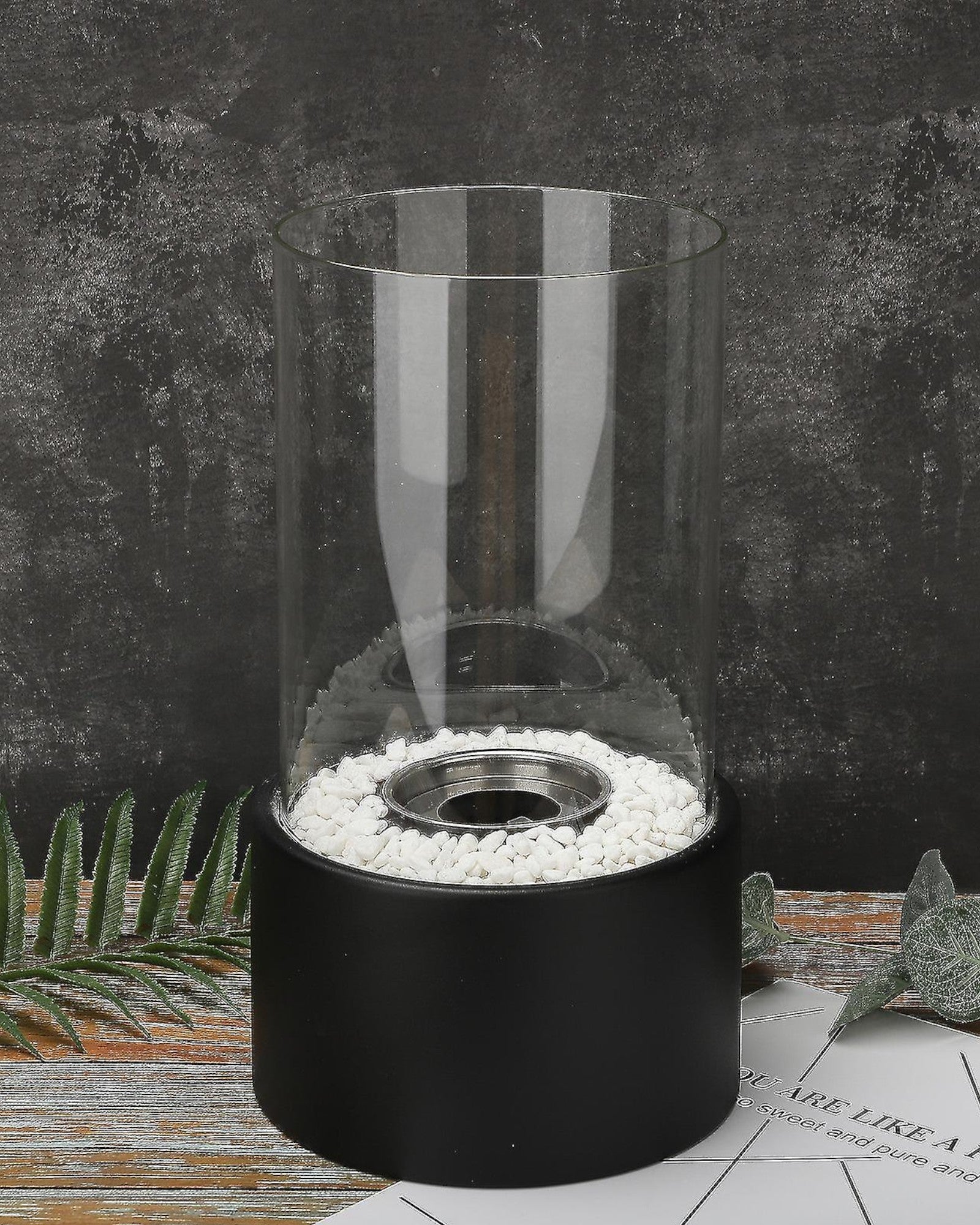 EternalGlow – Elegant Oil Lamp of Metal and Glass with Open Flame