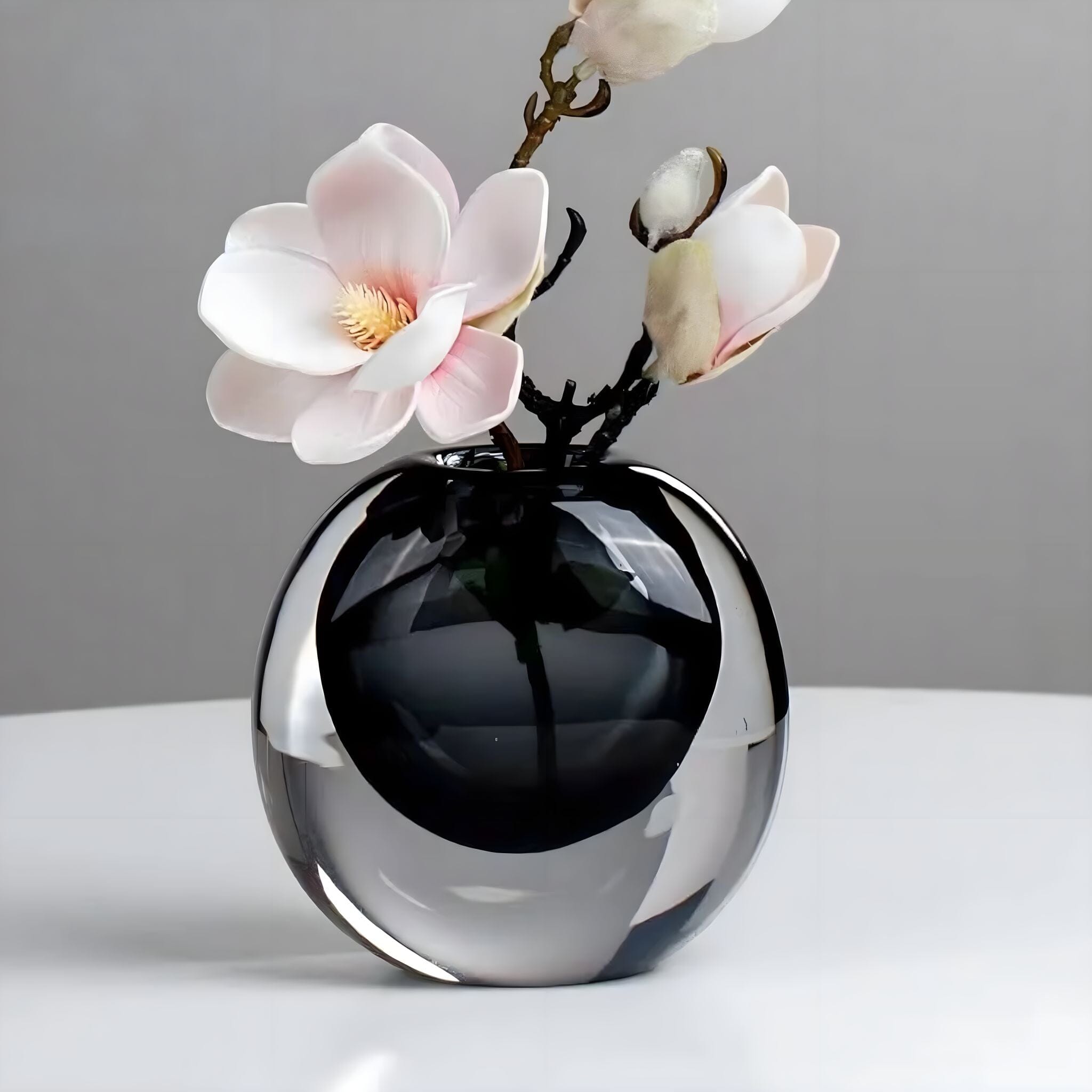 Two-Tone Smoky Glass Sculpture Vase for Living Room and Sideboard