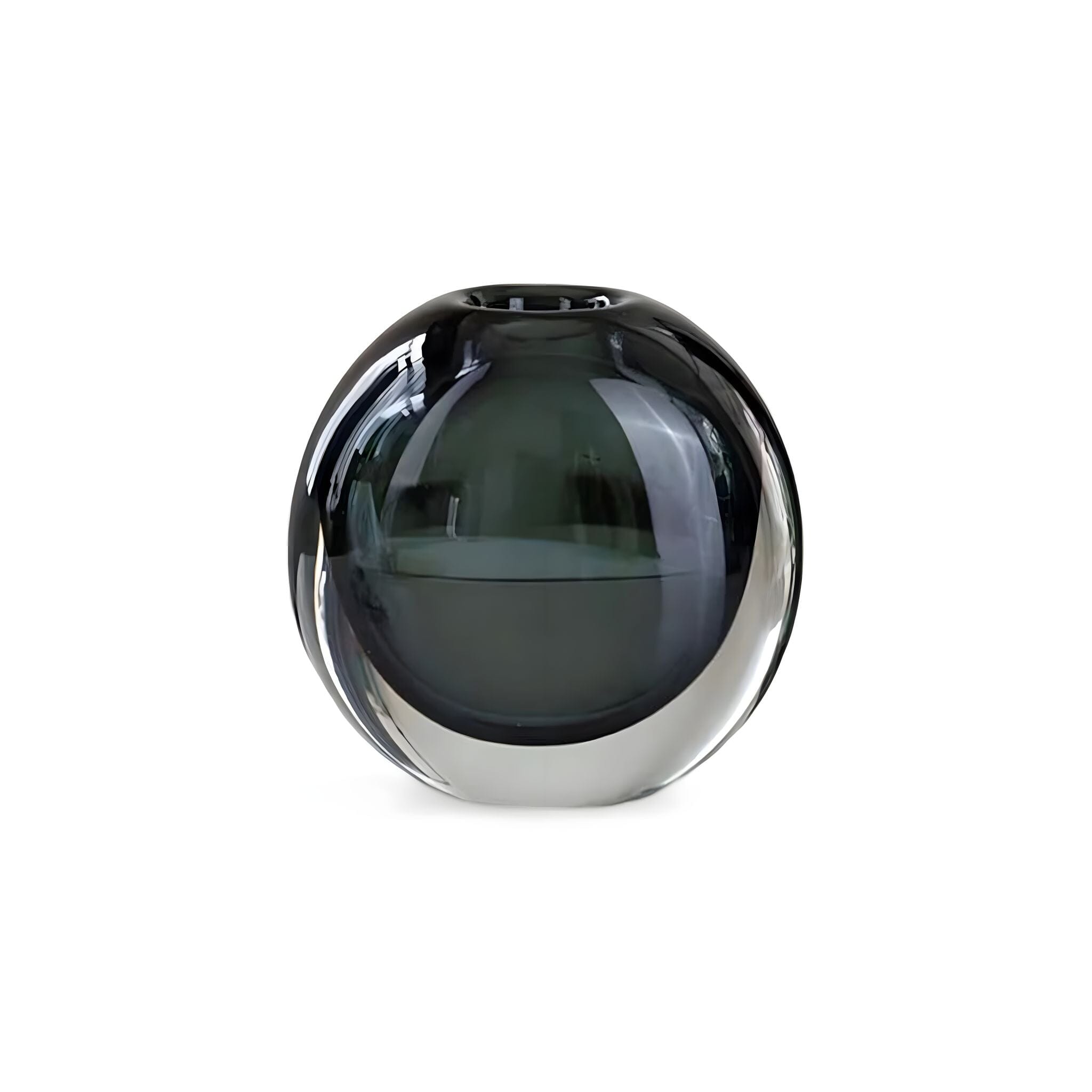 Two-Tone Smoky Glass Sculpture Vase for Living Room and Sideboard