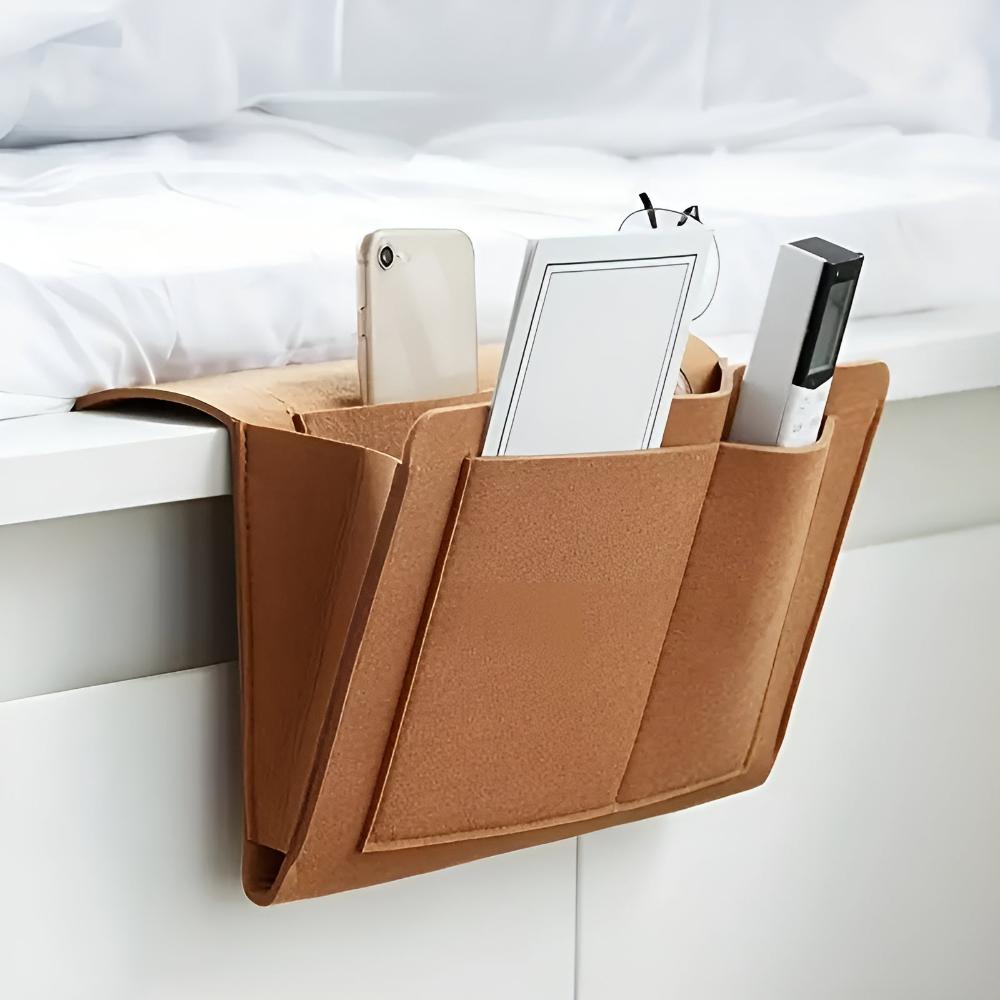 FeltEase Luxe Bed Organizer – Stylish Nightstand Alternative for a Tidy Bedroom