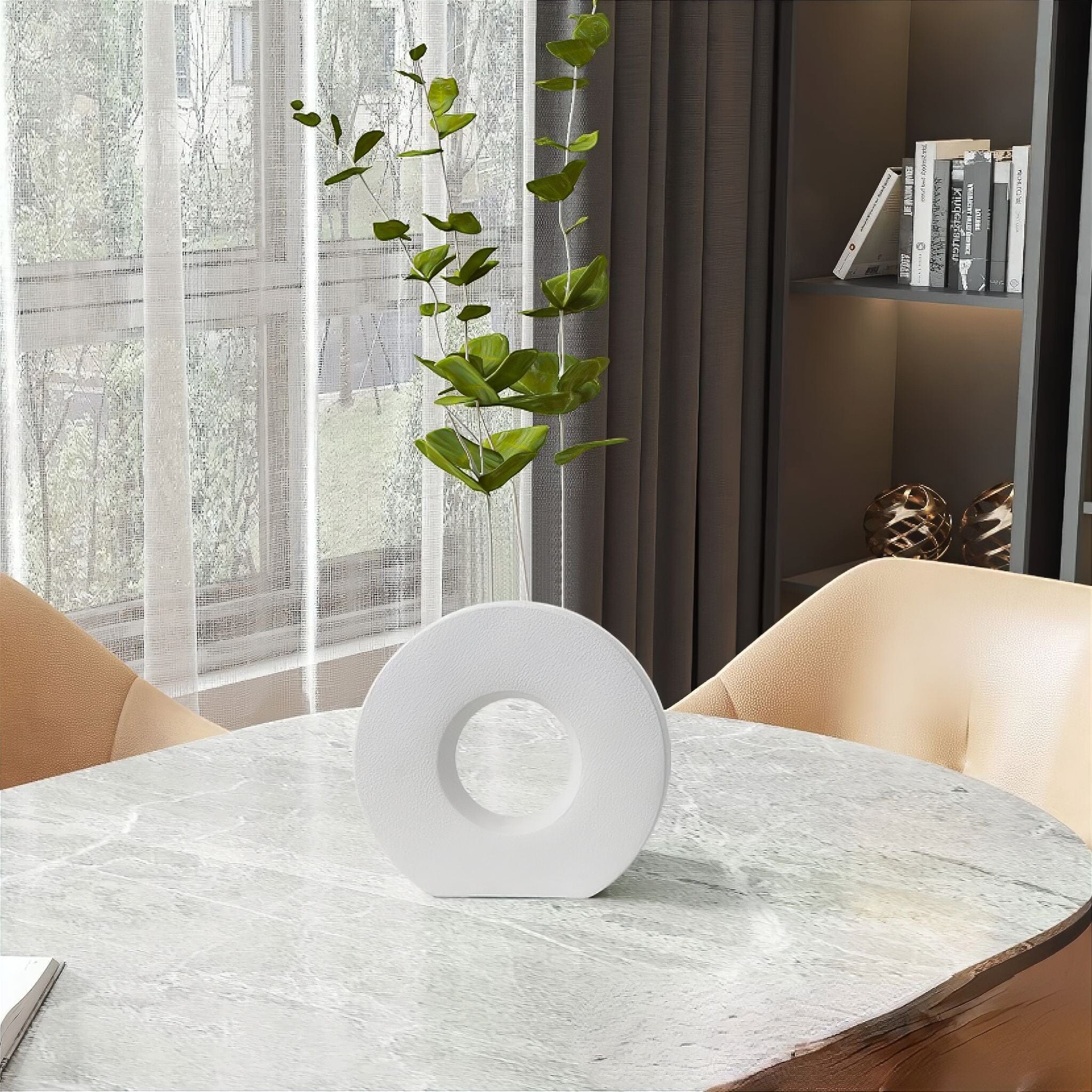Vase anneau rond en céramique en forme de donut pour décoration intérieure moderne