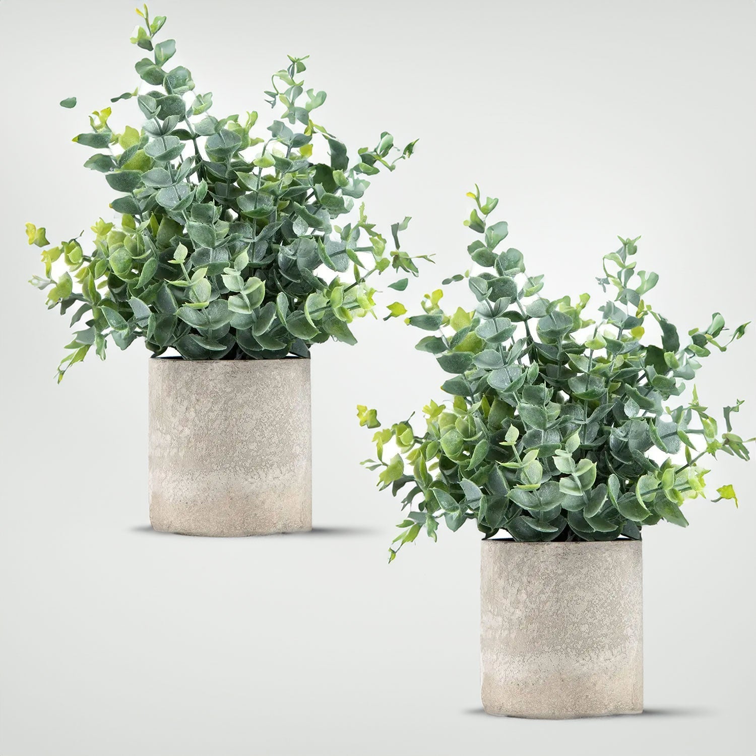 VerdeVibe – Modern Set of 2 Artificial Plants in Stylish Stone Effect Pots for a Timeless Atmosphere