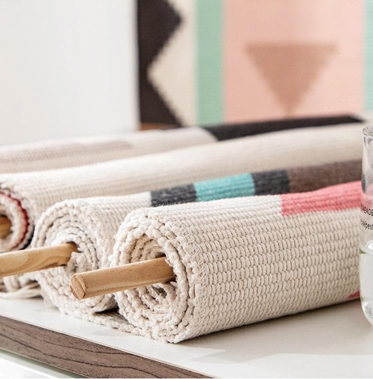 BohoWeave – Handwoven Cotton Wall Tapestry with Geometric Design