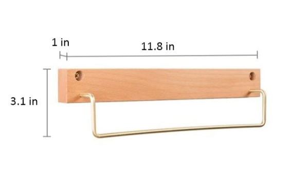 WoodCraft – Elegant Beech Wood Towel Rack with Brass Accents