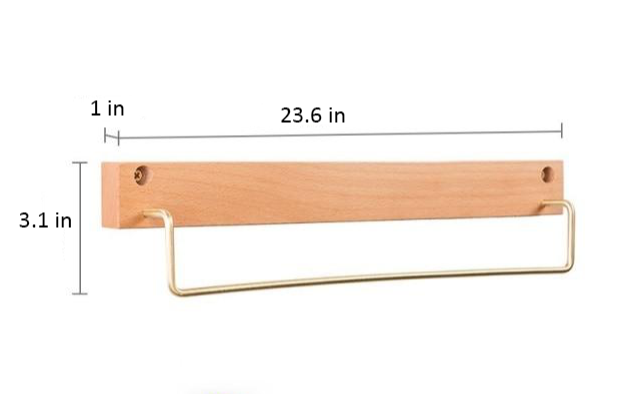 WoodCraft – Elegant Beech Wood Towel Rack with Brass Accents