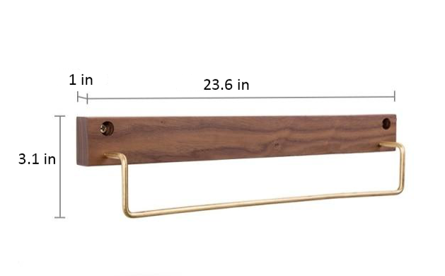 WoodCraft – Elegant Beech Wood Towel Rack with Brass Accents