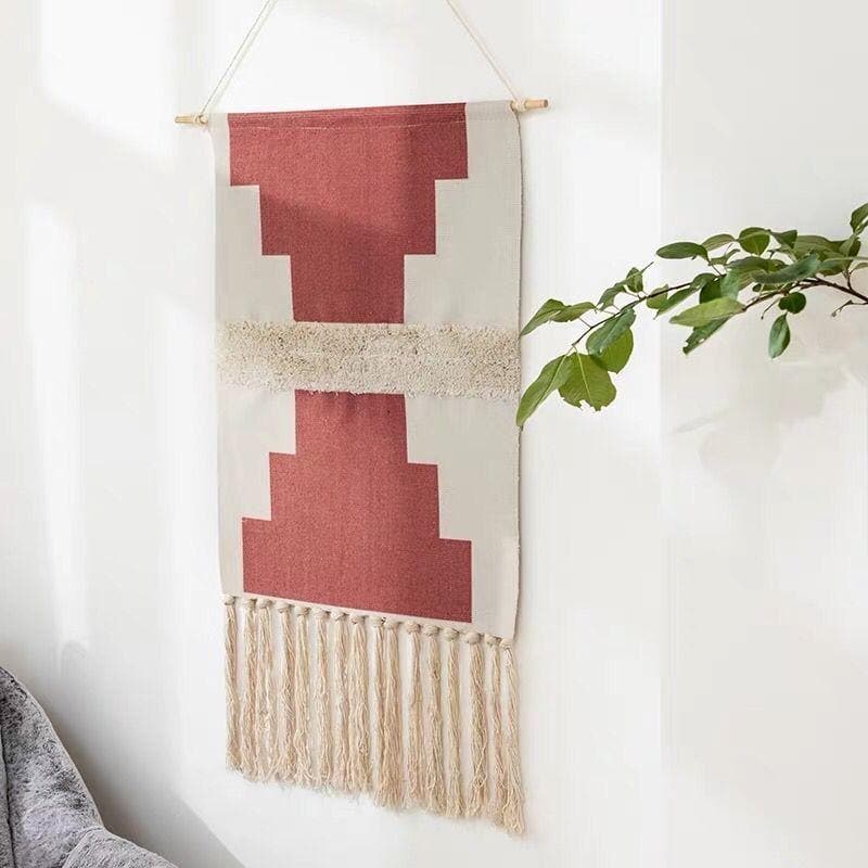 BohoWeave – Handwoven Cotton Wall Tapestry with Geometric Design