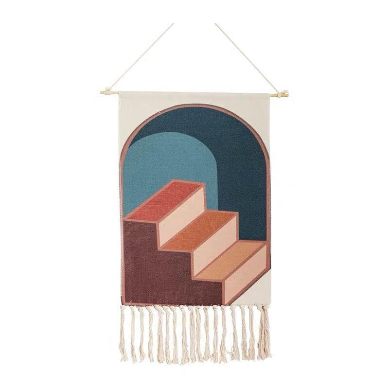 BohoWeave – Handwoven Cotton Wall Tapestry with Geometric Design