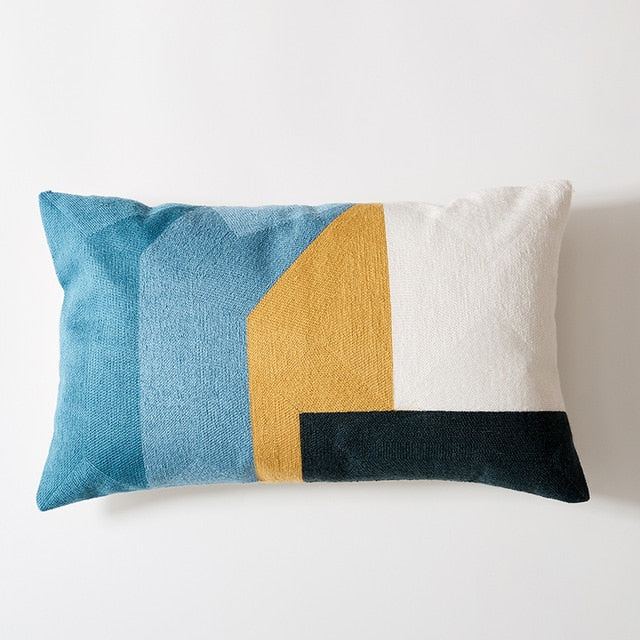 Sunset Modern Geometric Lumbar Pillow Cover