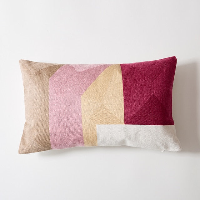 Sunset Modern Geometric Lumbar Pillow Cover
