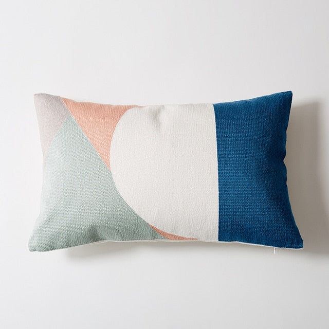 Sunset Modern Geometric Lumbar Pillow Cover