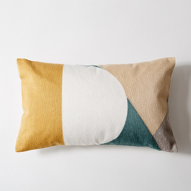 Sunset Modern Geometric Lumbar Pillow Cover