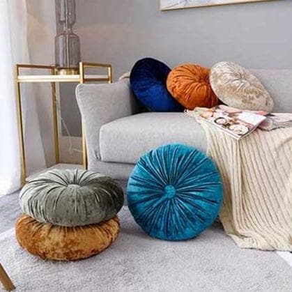 VelvetDream – Luxe Crushed Velvet Kussen in Rond Design met Zachte Vulling