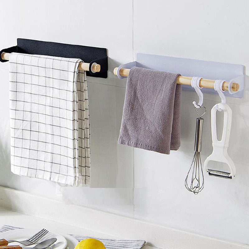 GripWood – Self-Adhesive Towel Holder with Wooden Rod for Stylish Storage