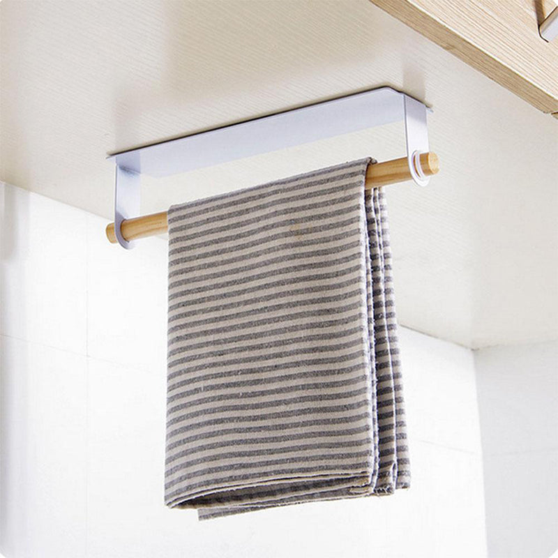 GripWood – Self-Adhesive Towel Holder with Wooden Rod for Stylish Storage