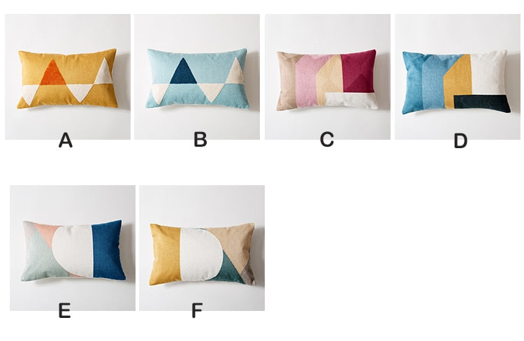 Sunset Modern Geometric Lumbar Pillow Cover