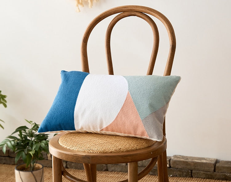 Sunset Modern Geometric Lumbar Pillow Cover