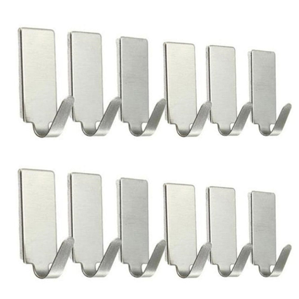 SteelGrip – Self-Adhesive Stainless Steel Hooks for Strong and Stylish Hanging (Set of 12)