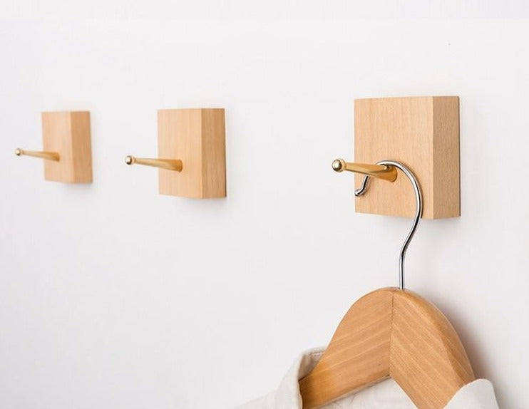 RusticaHook – Handmade Wooden Wall Hook with Brass Bracket