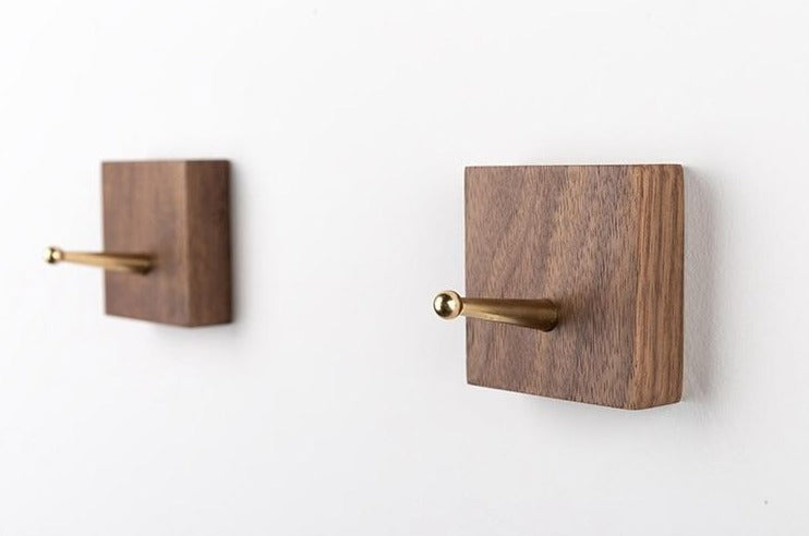 RusticaHook – Handmade Wooden Wall Hook with Brass Bracket