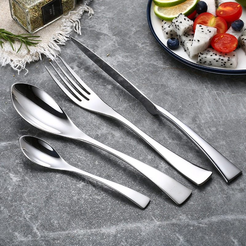 Jet Elegance – Luxury Silver Stainless Steel Cutlery Set (24/42/48/84-piece)