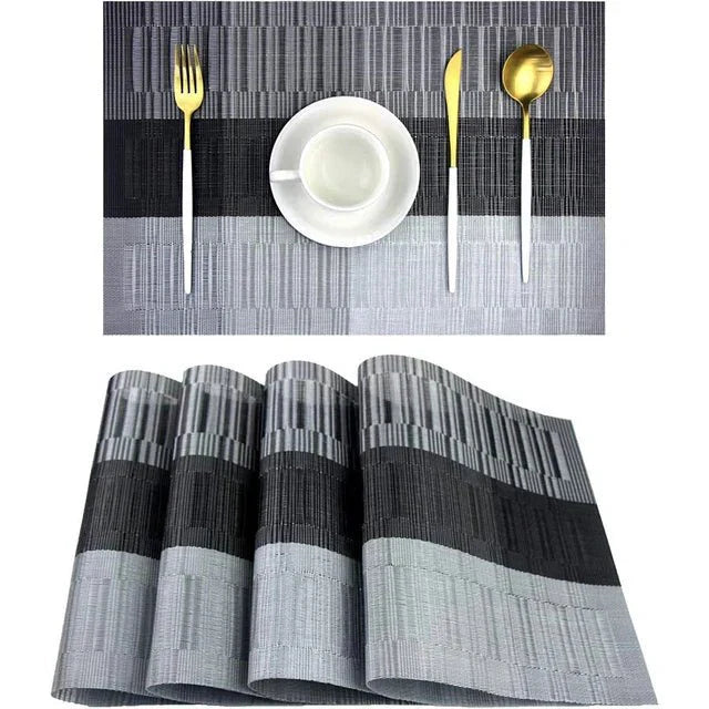 LumiWeave Luxe Woven Placemat Set – Stylish Table Protection with Refined Texture