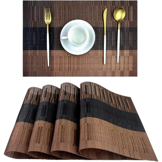 LumiWeave Luxe Woven Placemat Set – Stylish Table Protection with Refined Texture