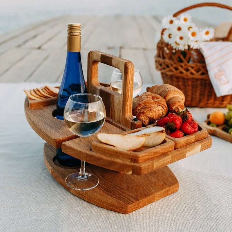 TerraVino Luxe Wooden Picnic Table – Stylish Table for Wine & Aperitif Moments