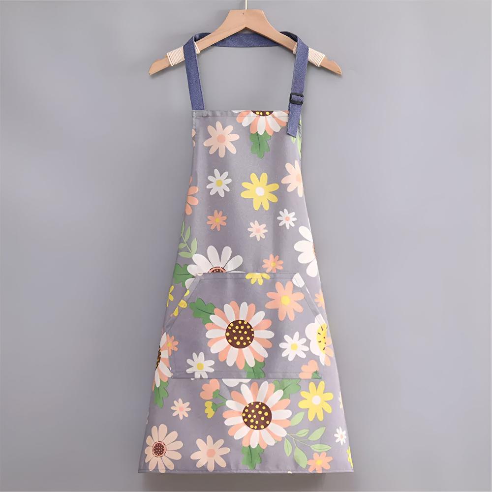 Fleurique Luxe Kitchen Apron – Coated Cotton with Vintage Floral Print for a Stylish Kitchen Experience