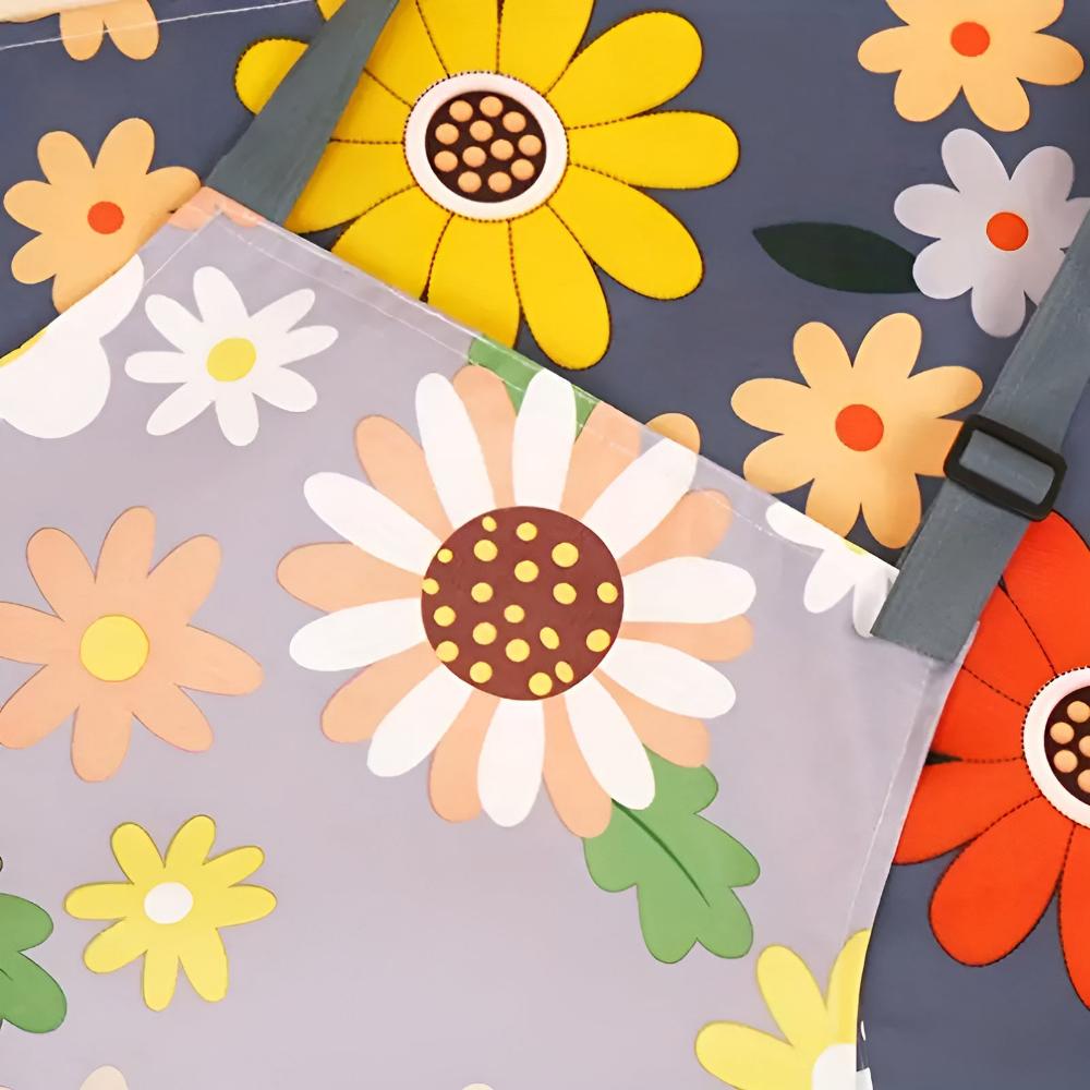 Fleurique Luxe Kitchen Apron – Coated Cotton with Vintage Floral Print for a Stylish Kitchen Experience