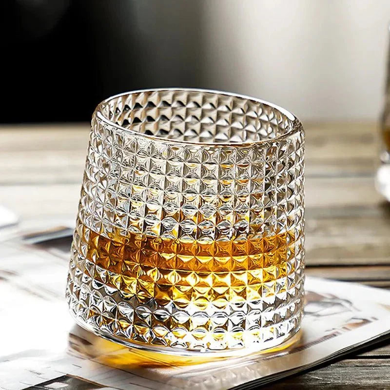 RippleGlaze – Textured Whisky Glass with Rotating Design for Elegant Sipping