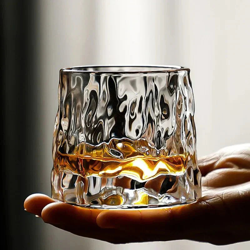 RippleGlaze – Textured Whisky Glass with Rotating Design for Elegant Sipping