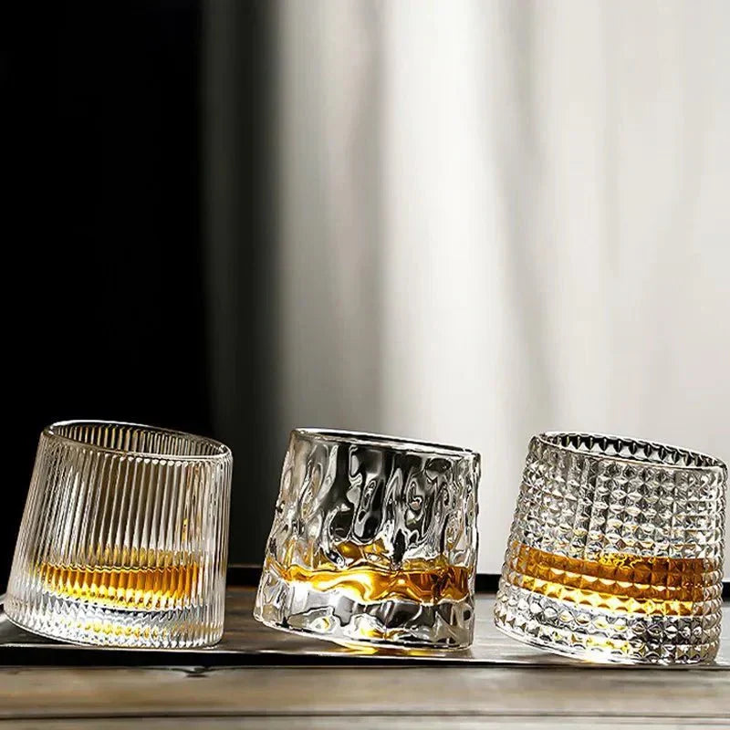 RippleGlaze – Textured Whisky Glass with Rotating Design for Elegant Sipping