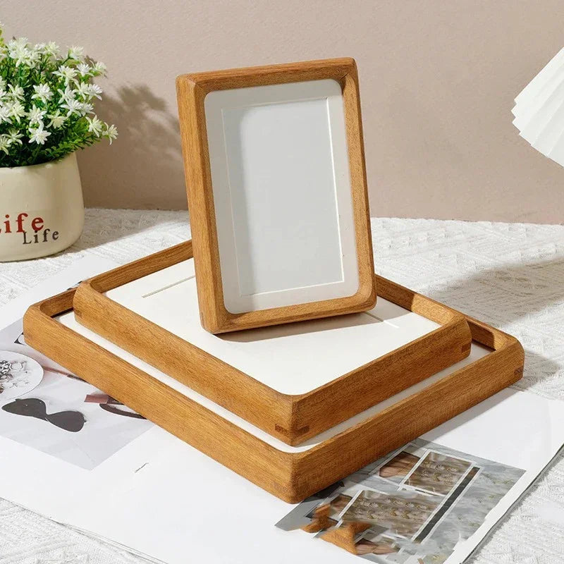 Cadre Photo en Bois avec Coins Arrondis et Plaque Avant en Acrylique pour Présentation sur Table