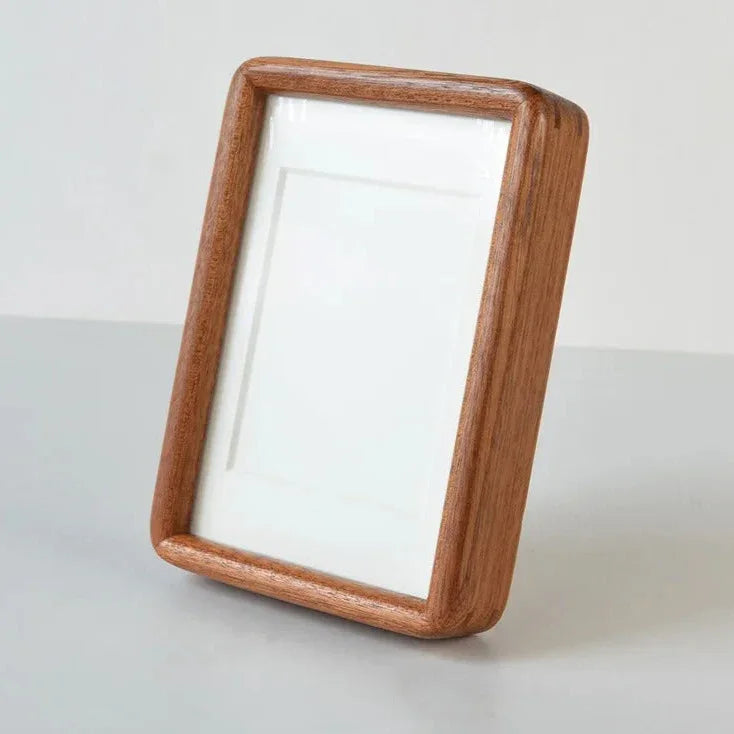 Cadre Photo Massif en Bois avec Passe-Partout et Coins Arrondis pour Table