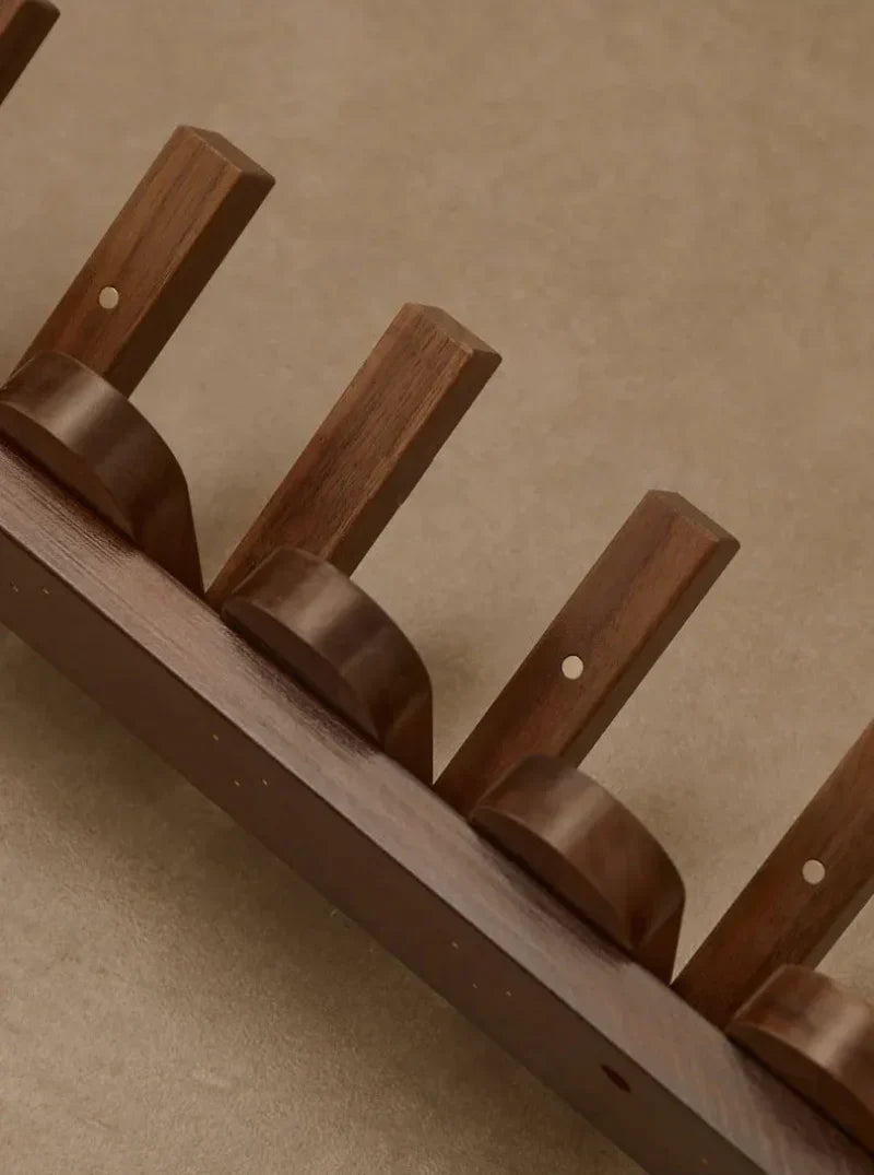 PicketWood – Walnoot Houten Wandkapstok met Opvouwbare Haken