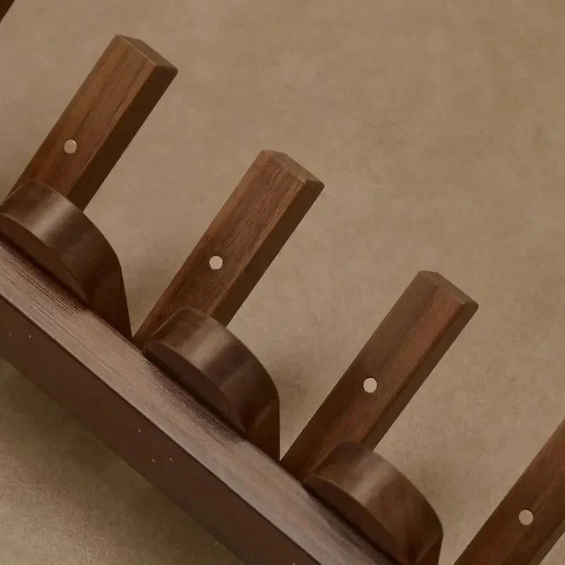 PicketWood – Walnoot Houten Wandkapstok met Opvouwbare Haken