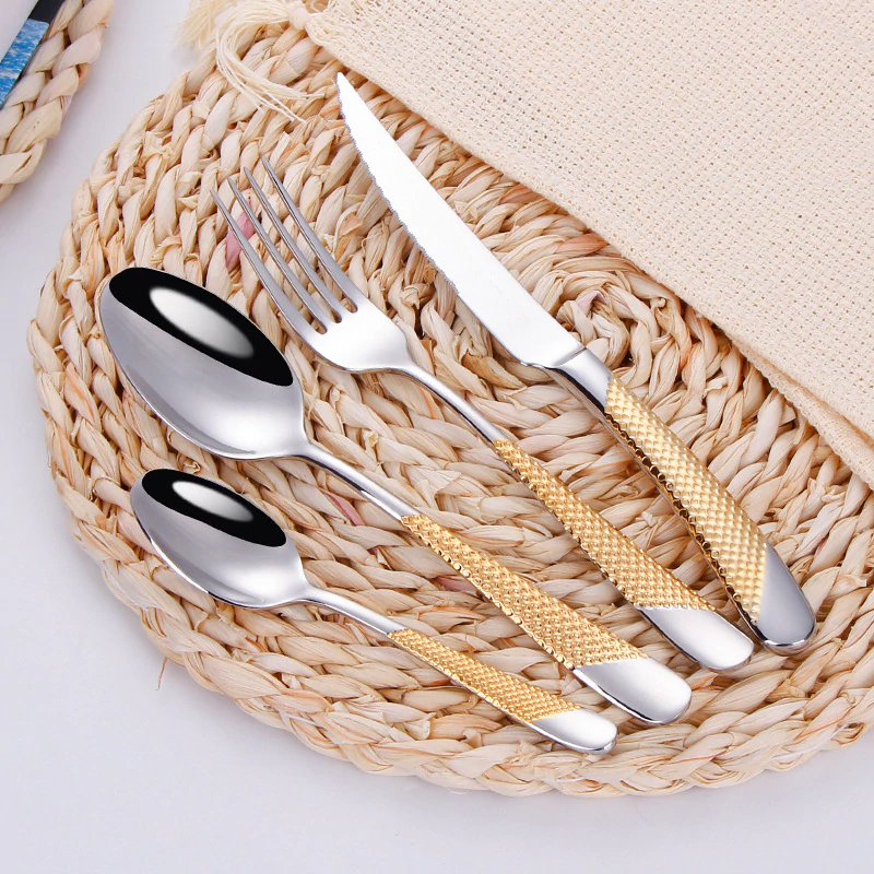 Ferran Elegance – Luxury Stainless Steel Cutlery Set with Diagonal Texture (24/30/48/60-piece)