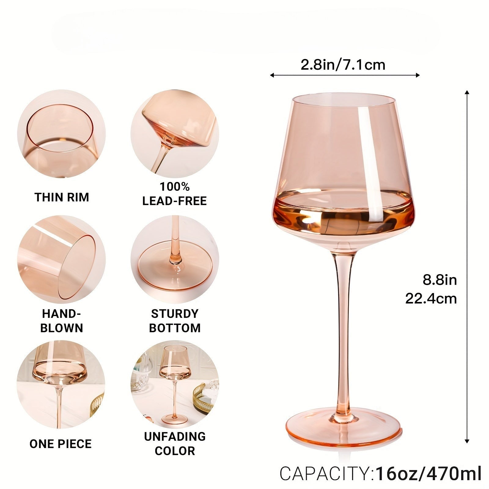 PrismGlow – Set of 6 Premium Colored Wine Glasses with Hand-Blown Crystal