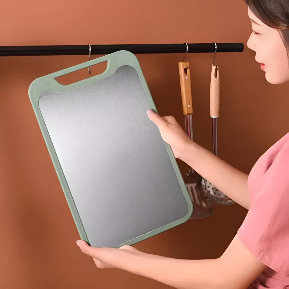 ChefSteel – Double-Sided Stainless Steel Cutting Board with Antibacterial Surface and Integrated Garlic Grater