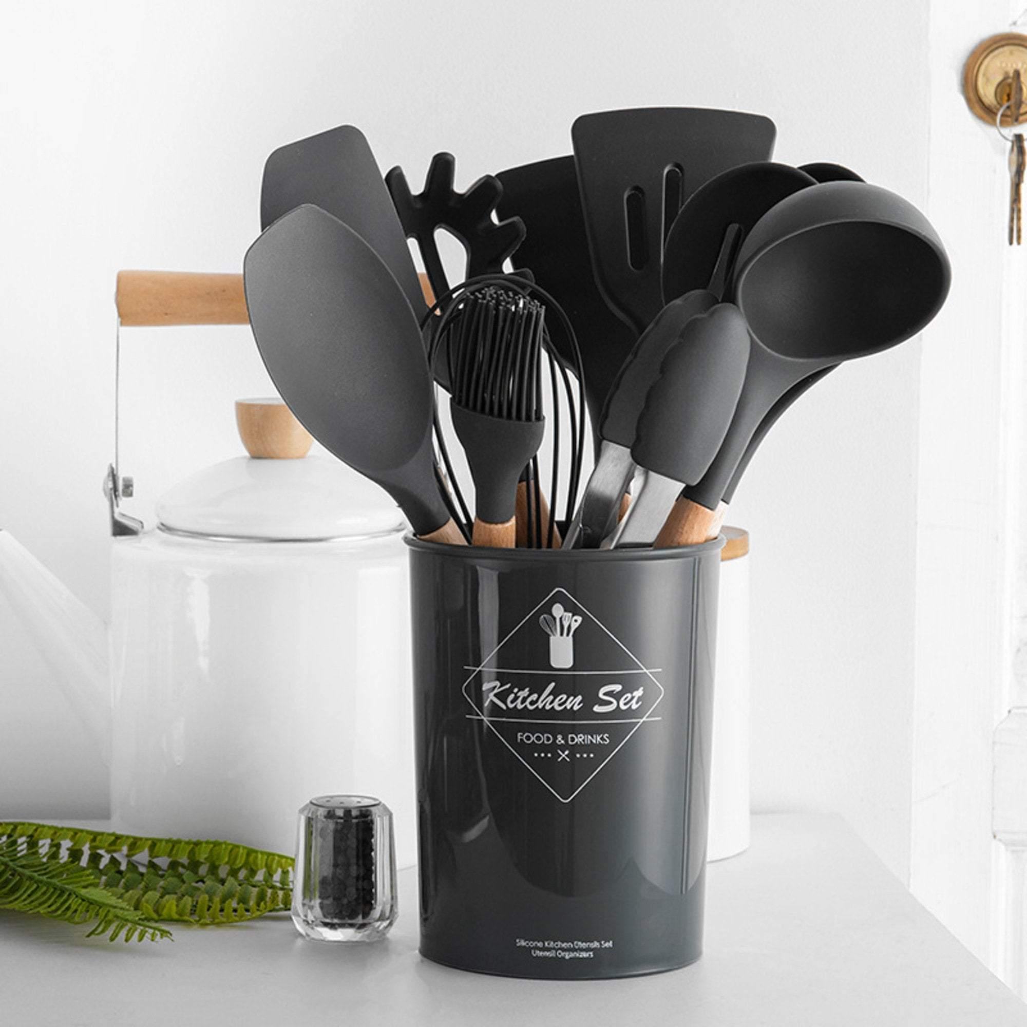 ChefMate – Veelzijdige Siliconen Kookgerei Set met Houten Handgrepen