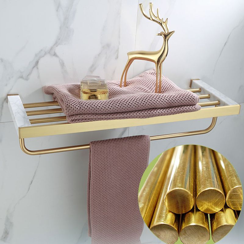 Auréno Luxe Bathroom Accessory Set – Polished Brass & Marble Look for a Timeless Interior