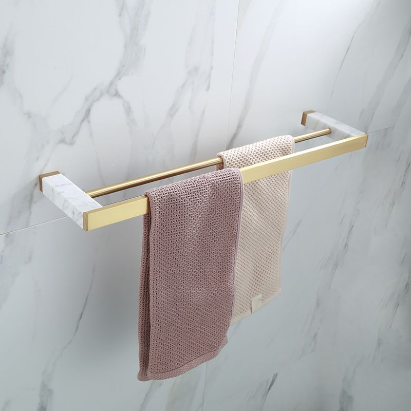 Auréno Luxe Bathroom Accessory Set – Polished Brass & Marble Look for a Timeless Interior