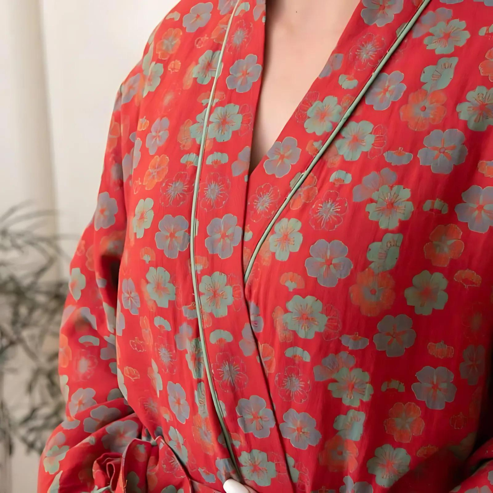 VeluBloom – Luxe Katoenen Badjas met Fijn Jacquarddetail voor Stijlvolle Ontspanning