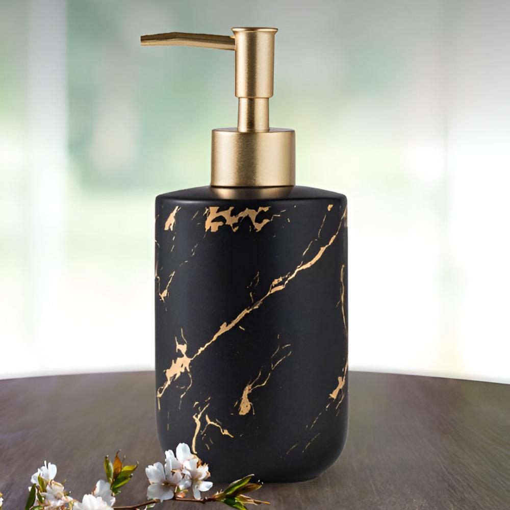 Marbella Luxe Soap Dispenser – Stylish Marble Look with Golden Accents for an Elegant Interior